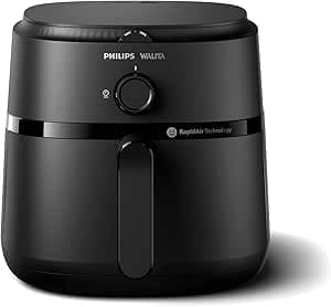 Philips Walita Fritadeira Airfryer Série 1000 XL - 6,2 litros, Tecnologia RapidAir, 12 Modos de Preparo, Até 90% Menos Óleo, 2 anos de garantia, Controle Analógico, Preta, 220v (NA130/09)