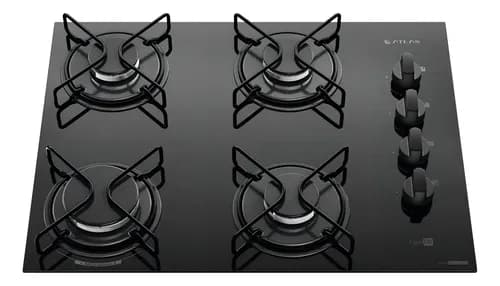 Cooktop 4 Bocas Atlas Agile Up Mesa Vidro Mega Chama Bivolt