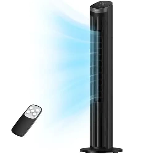 Ventilador de Torre Shawty Silencioso Com Oscilação e Timer, Para Quarto e Escritório