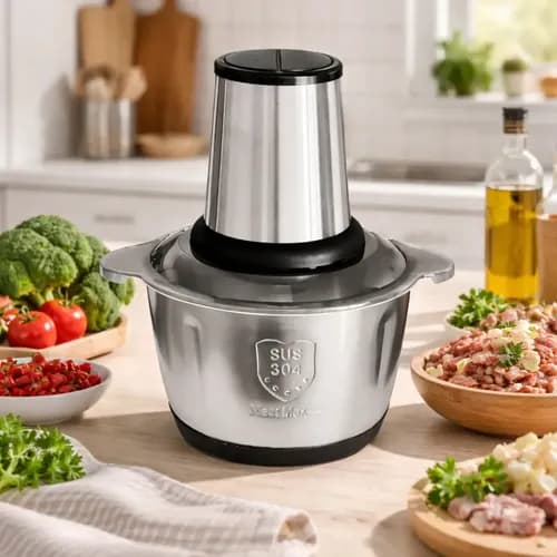 Multiprocessador E Triturador De Alimentos Elétrico Picador de 2 Litros Inox 110v Moedor de Alimentos Cortador de Carne Cortador de Legumes Multifuncional Triturador De Comida Oficial Risma